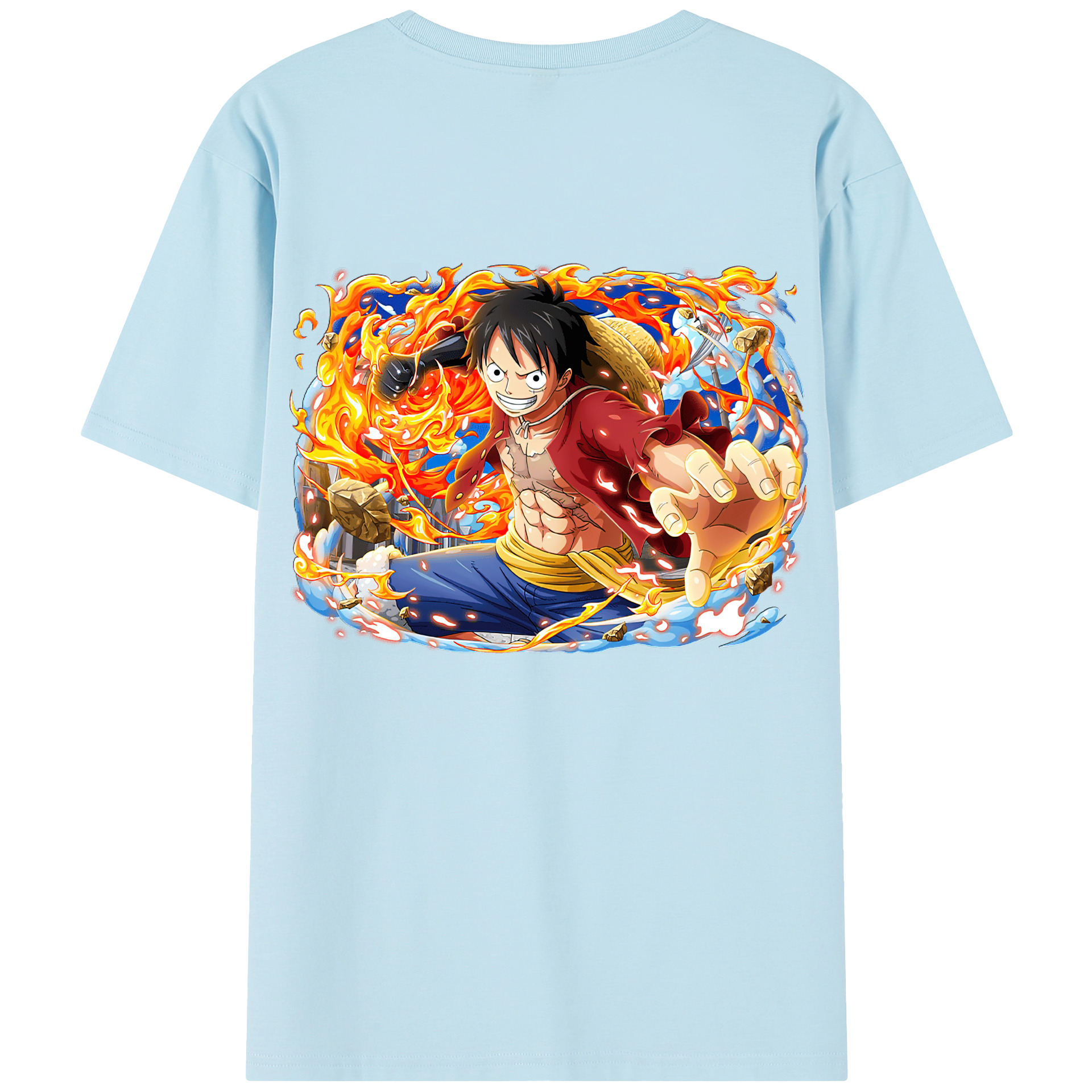 ワンピース モンキー・D・ルフィ ONE PIECE Monkey D. Luffy 綿100％半袖Tシャツ（背面プリント）